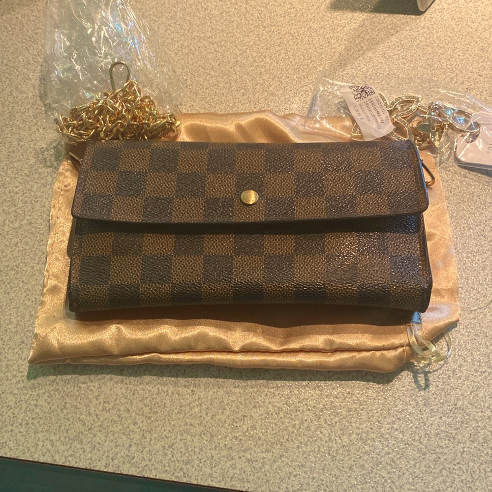 Louis Vuitton Damier Wallet with non Louis chain and charm